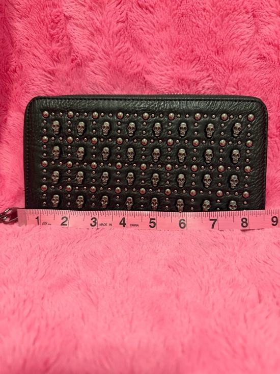 Handbags - Black Skull-Stud Zip Wallet - Women